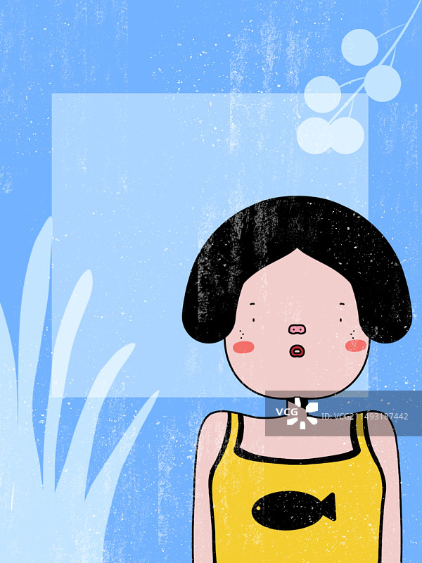 蓝色背景下的女孩图片素材