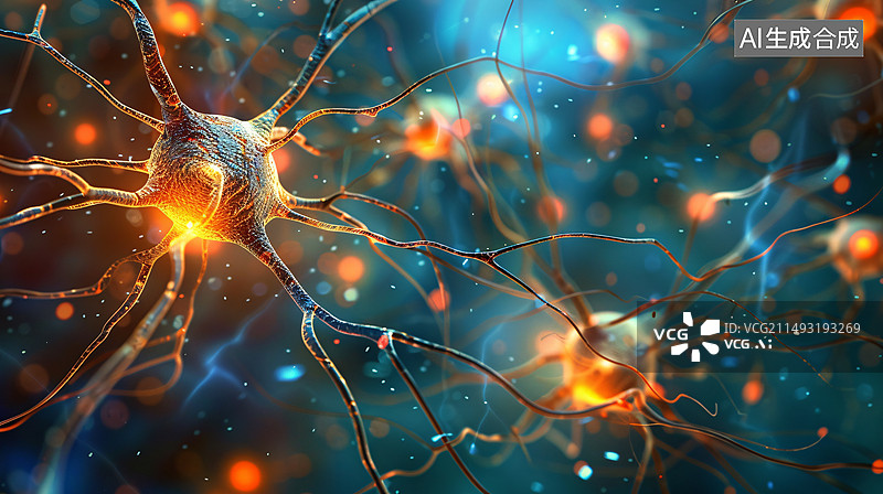 【AI数字艺术】神经元脑神经神经系统插图图片素材