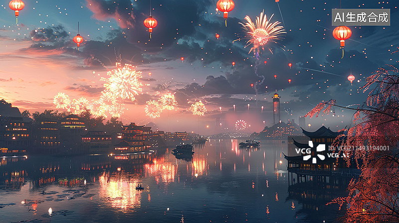 【AI数字艺术】烟花表演图片素材