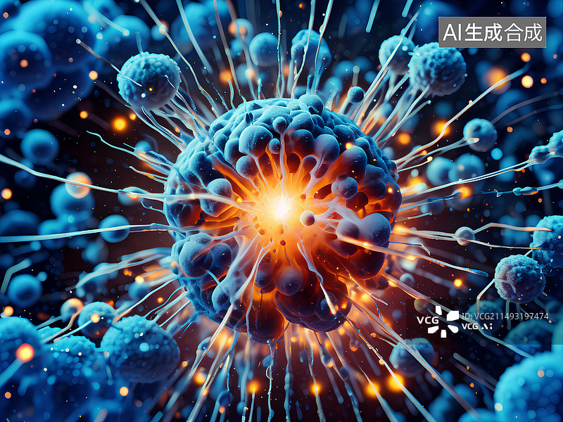 【AI数字艺术】细菌被电击离子炸裂图片素材