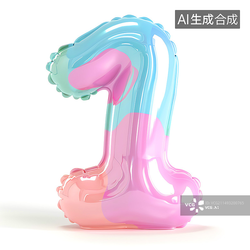 【AI数字艺术】白色背景下的数字1，倒计时概念场景图片素材