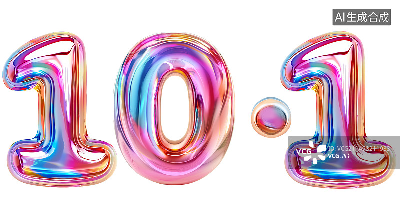 【AI数字艺术】蓝紫色炫彩气球立体数字101图片素材