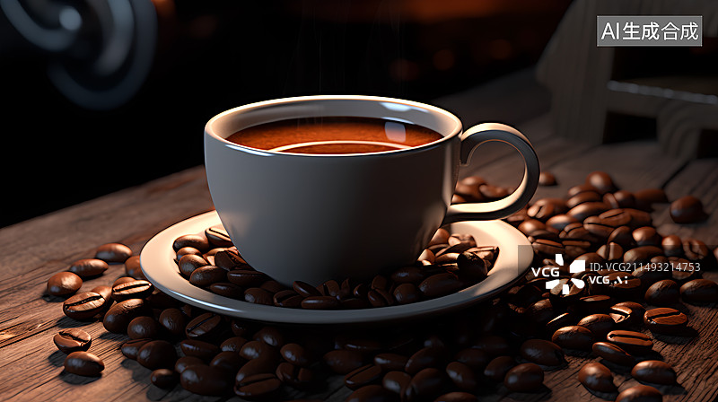【AI数字艺术】桌子上的咖啡图片素材