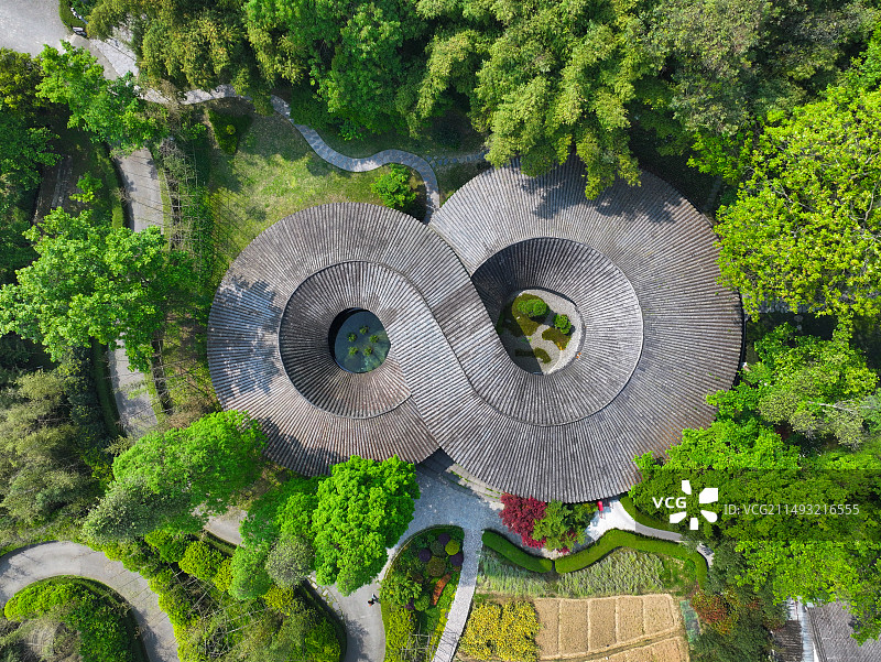 四川省成都市崇州市竹艺公园竹艺村航拍图片素材