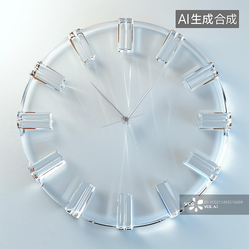 【AI数字艺术】玻璃材质的时钟图片素材