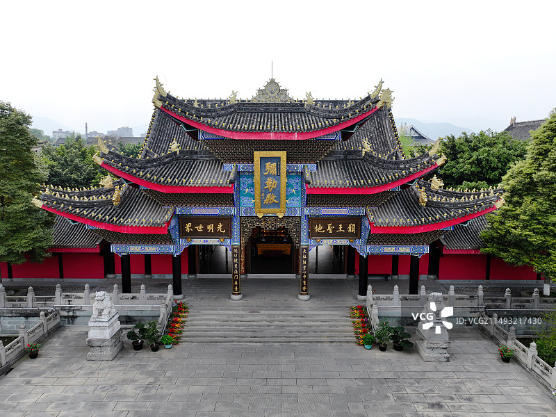 四川省乐山市峨眉山市大佛禅院峨眉象城航拍图片素材