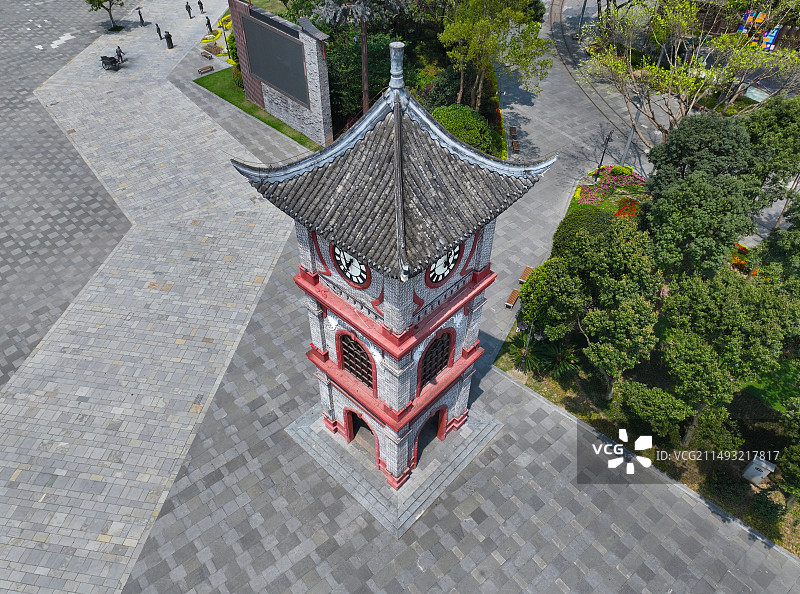 四川省成都市大邑县安仁古镇航拍图片素材