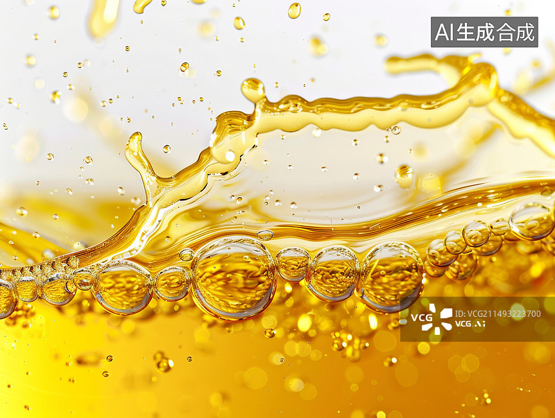 【AI数字艺术】金黄色啤酒液体的特写镜头图片素材