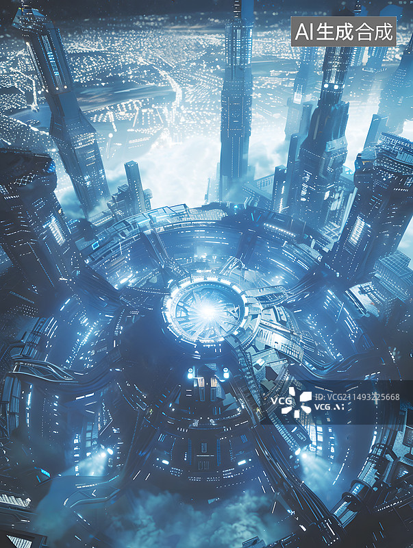 【AI数字艺术】AIGC:宇宙的科幻背景，外太空的建筑，空间站，抽象概念背景图片素材