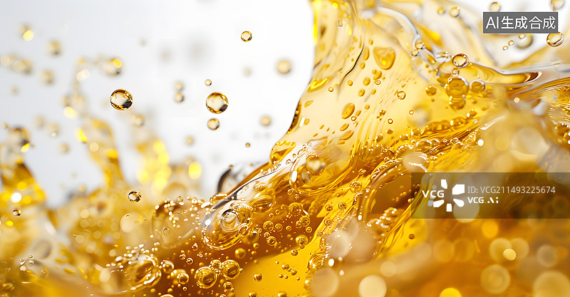 【AI数字艺术】AIGC:飞溅在空中的啤酒泡泡，液体，背景插图插画图片素材
