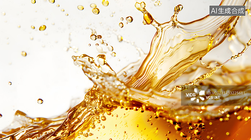 【AI数字艺术】AIGC:飞溅在空中的啤酒泡泡，液体，背景插图插画图片素材