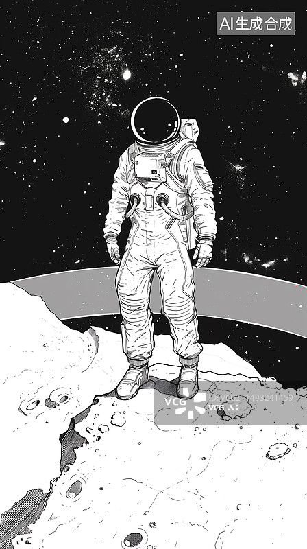 【AI数字艺术】插画风格星际宇航员图片素材