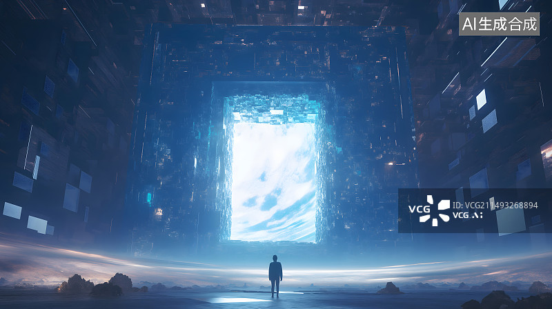 【AI数字艺术】3d渲染的星际宇宙穿越科幻场景插画图片素材