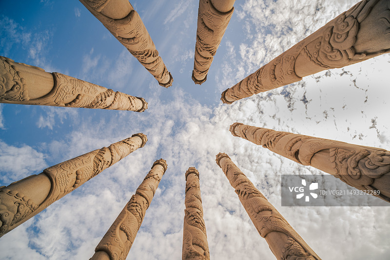 常州宝林禅寺九龙柱图片素材