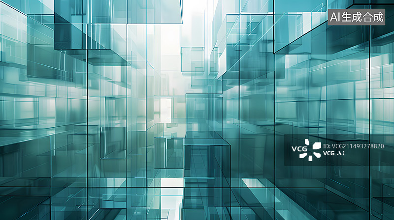 【AI数字艺术】简约玻璃城市背景图片素材