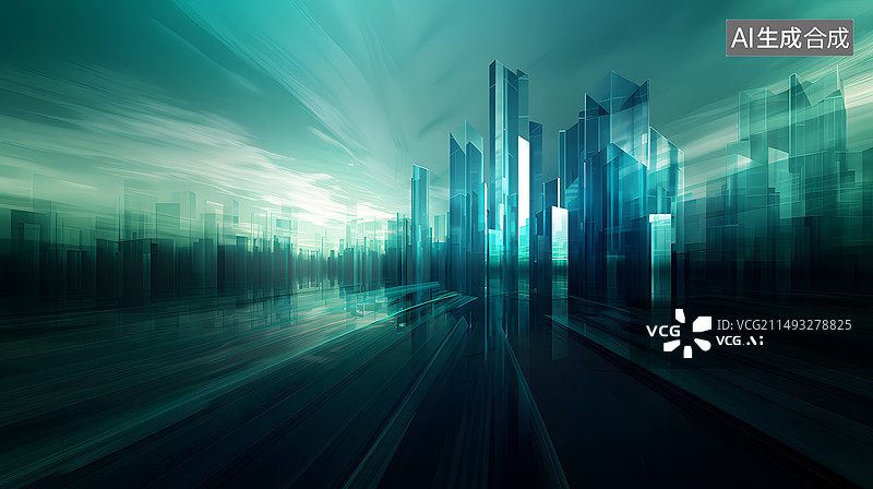 【AI数字艺术】简约玻璃城市背景图片素材
