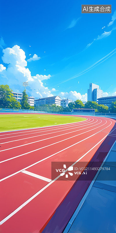 【AI数字艺术】学校操场插画图片素材