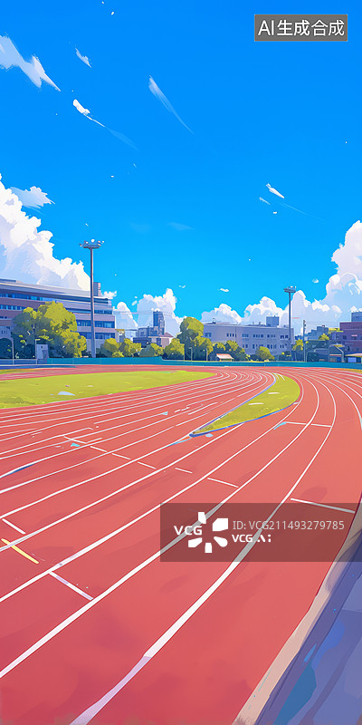 【AI数字艺术】学校操场插画图片素材
