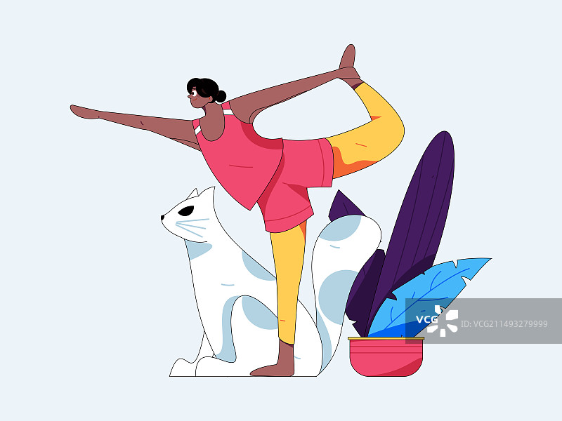 练习瑜伽身心健康扁平矢量人物概念运营手绘插画图片素材