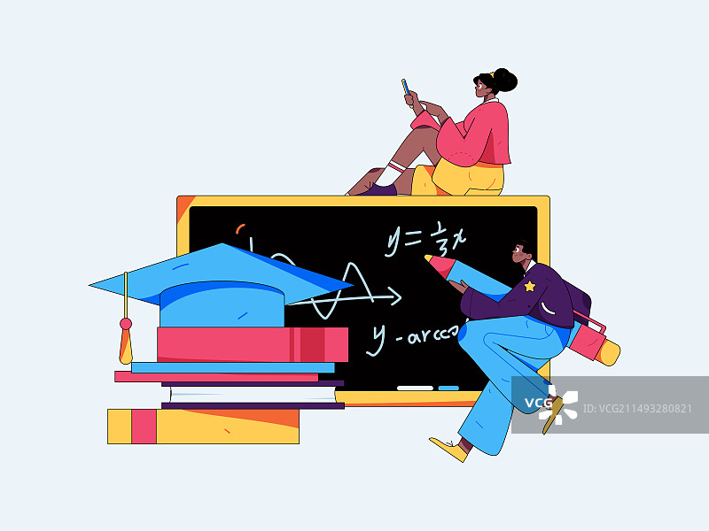 教育学习的人物扁平矢量概念手绘插画图片素材