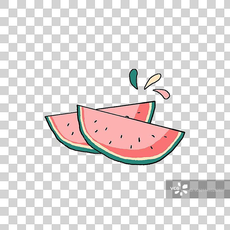 卡通手绘两块美味的西瓜图片素材
