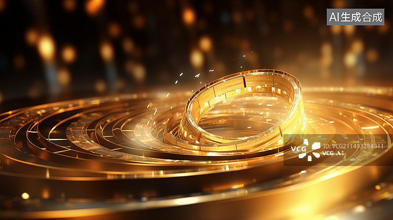 【AI数字艺术】金色发光年会颁奖背景图片素材