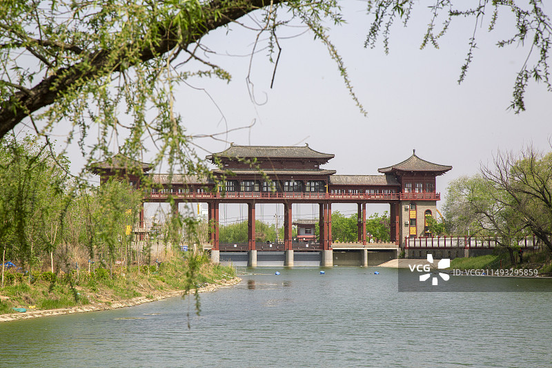 河北沧州市大运河王希鲁水闸图片素材