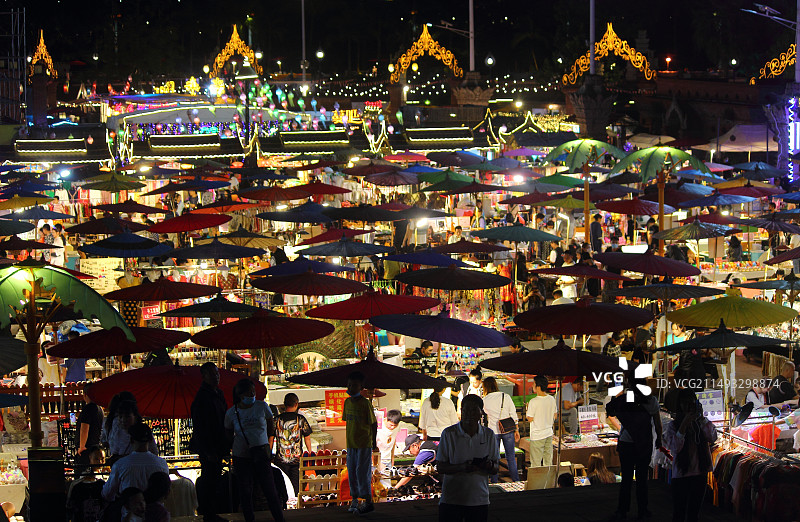 云南西双版纳湄公河六国水上市场图片素材