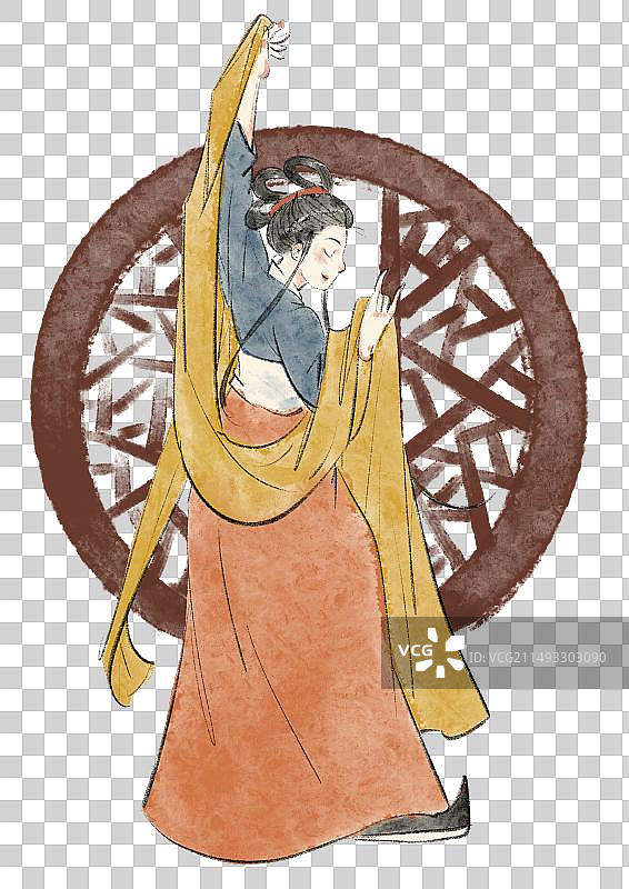 汉唐古典舞乐插画元素图片素材