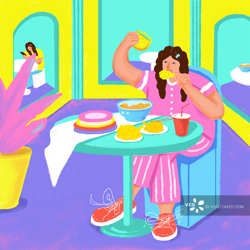 一个人的世界主题系列插画9图片素材