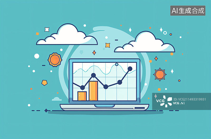 【AI数字艺术】商务金融数据柱状分析图图片素材