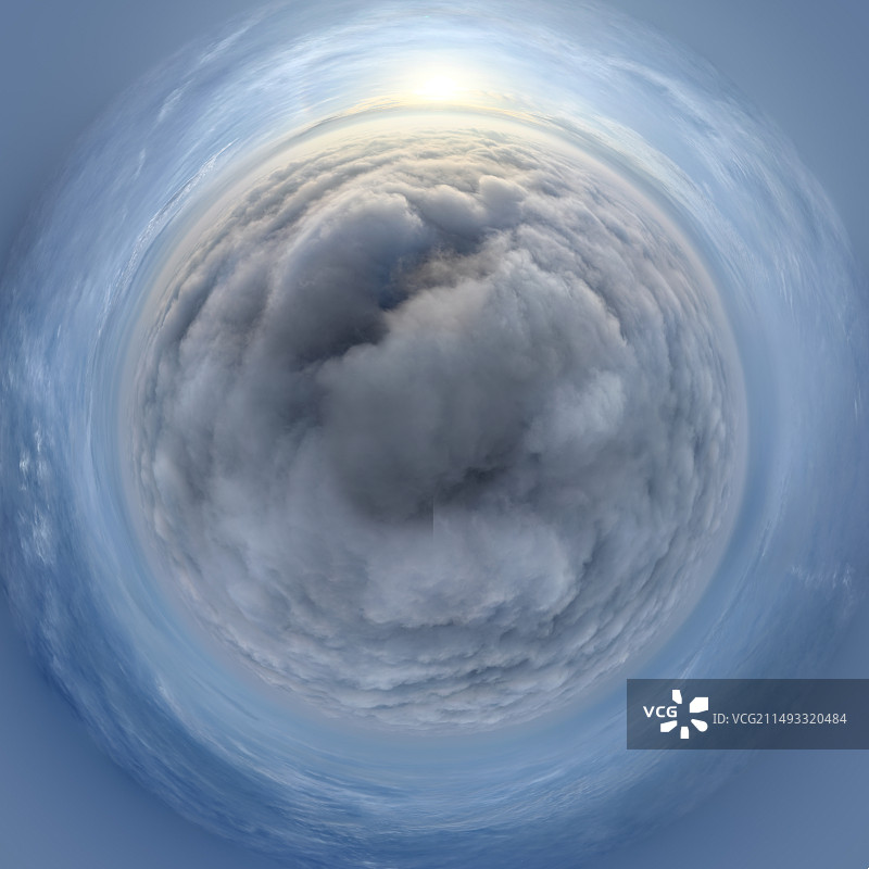 线有光云海日出球形全景图片素材