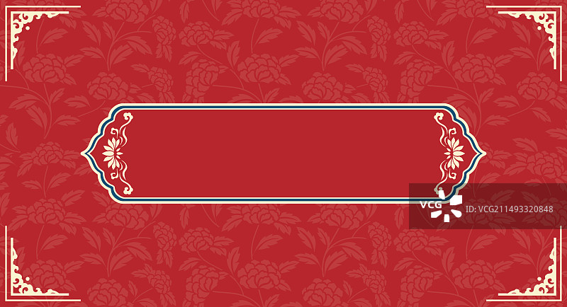 红色中式花纹边框背景图片素材