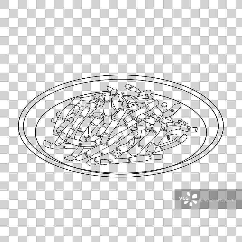 中国传统美食-川菜干煸豆角线稿图片素材