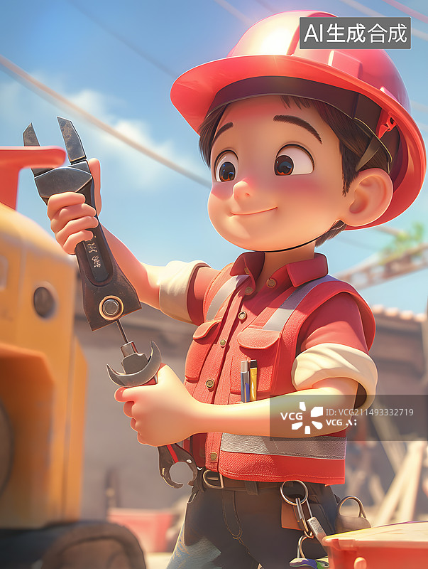 【AI数字艺术】建筑工地忙碌的工人，3d人物图片素材