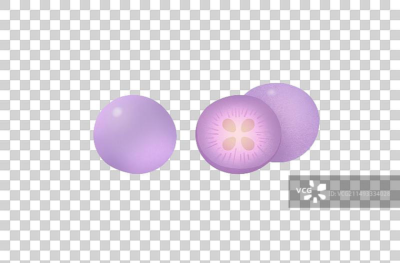 单个新鲜葡萄切开的截面手绘插画元素图片素材