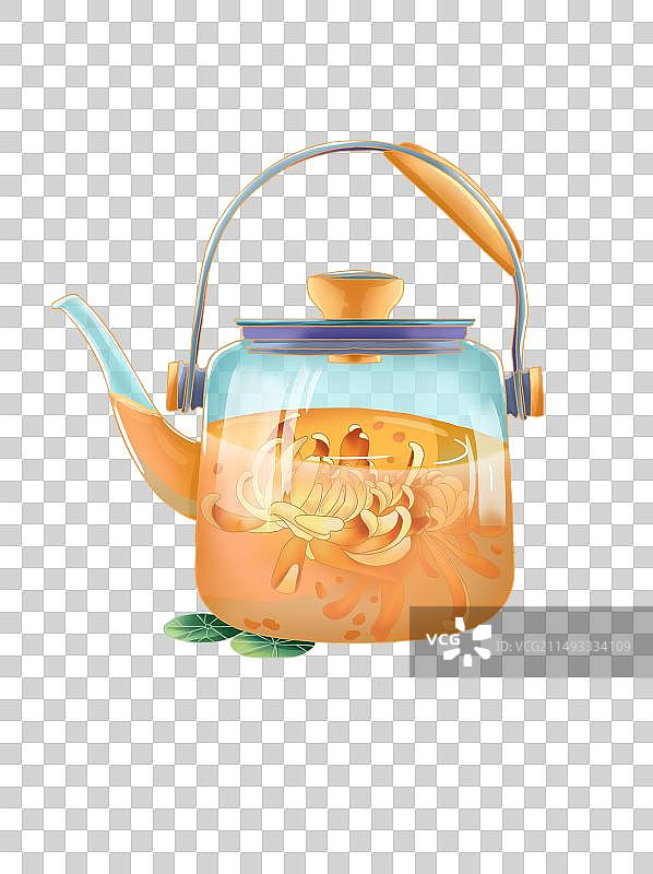 中国风菊花茶水壶图片素材