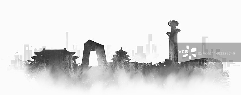 手绘北京地标建筑图片素材