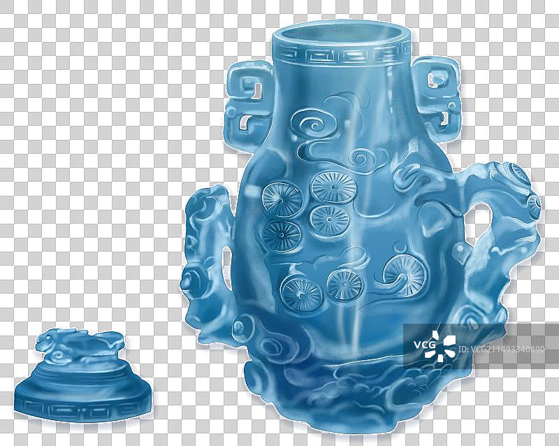 清代水晶松竹梅盖瓶图片素材