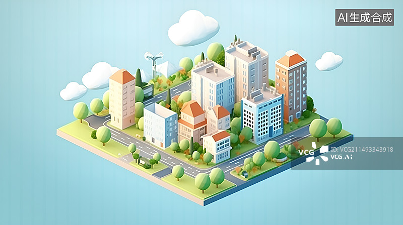 【AI数字艺术】夏天城市背景图片素材