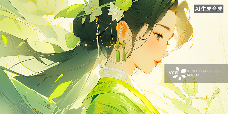 【AI数字艺术】美丽的年轻女子的特写镜头图片素材