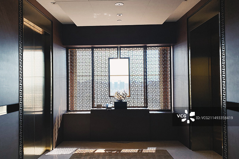 五星级酒店新中式电梯间设计图片素材