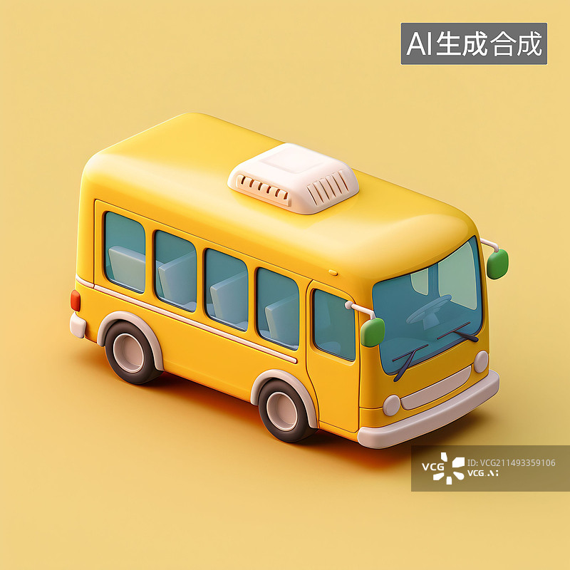 【AI数字艺术】校车巴士3d渲染返校毕业季开学季概念素材图片素材