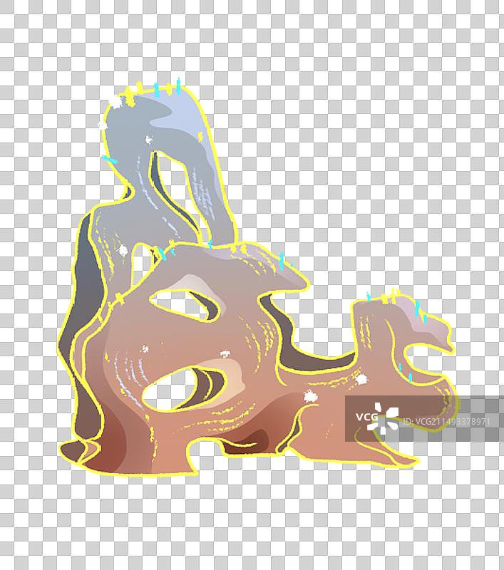 国潮新中式假山元素图片素材