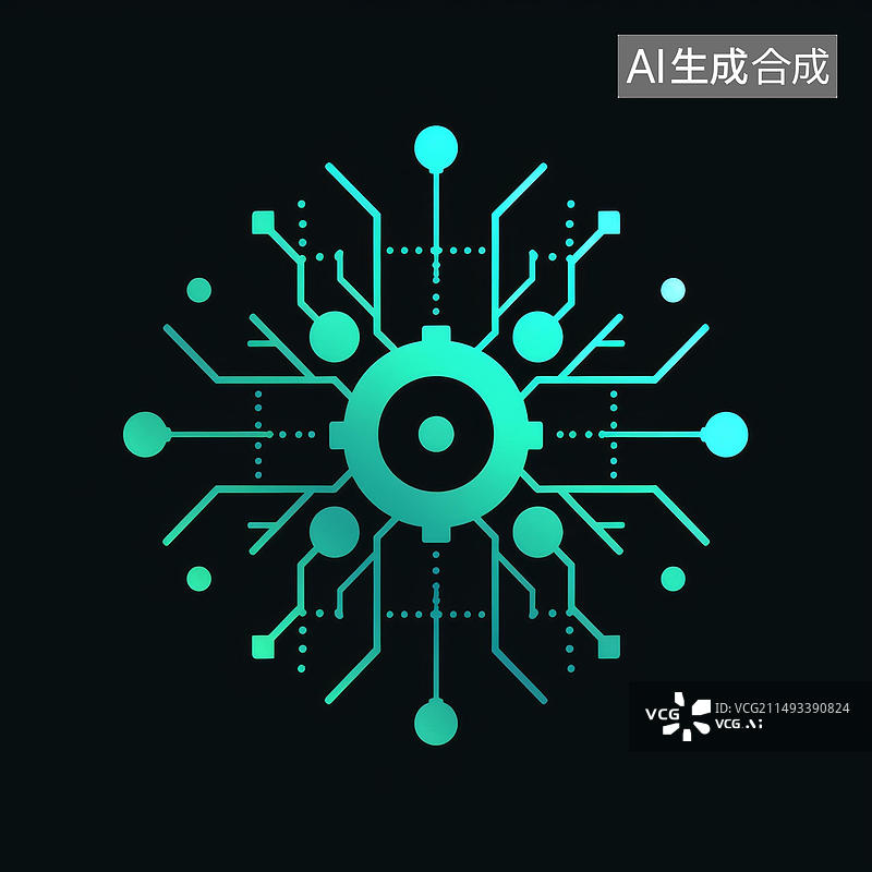 【AI数字艺术】绿色电路板技术背景图片素材