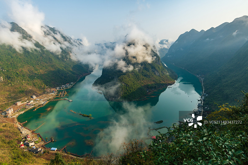 广西河池东兰县红水河第一湾图片素材