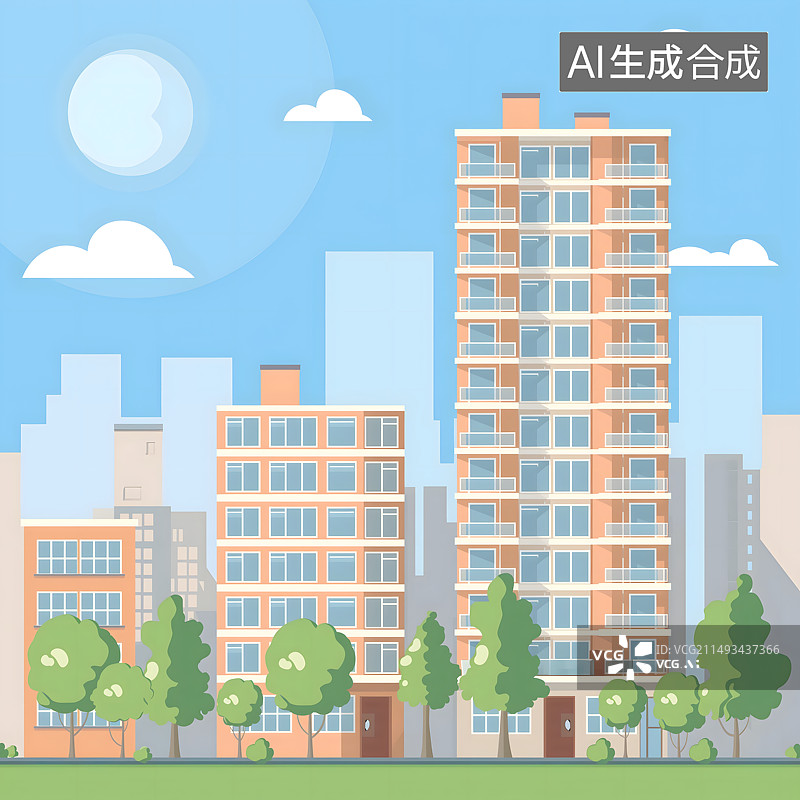 【AI数字艺术】城市高楼建筑场景图片素材