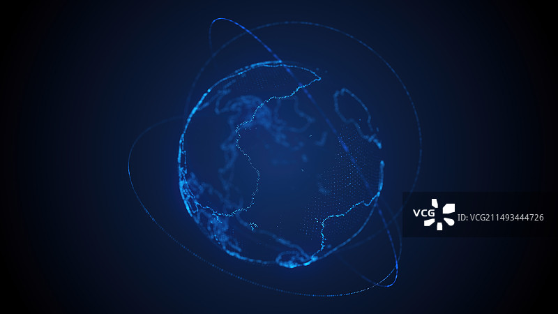 发光粒子和地球模型图片素材