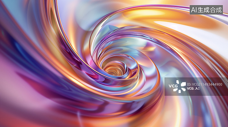 【AI数字艺术】透明质感螺旋流体背景图片素材