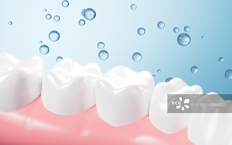 牙齿美白洗牙刷牙概念3D渲染图片素材
